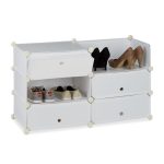 Pantofar tip dulap, 6 compartimente, plastic/metal, alb, 107 x 49 x 37 cm, - imagine 5