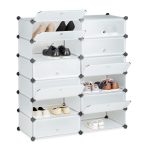 Pantofar tip dulap, transparent, 12 compartimente, plastic/metal, 108 x 94 x 37 cm