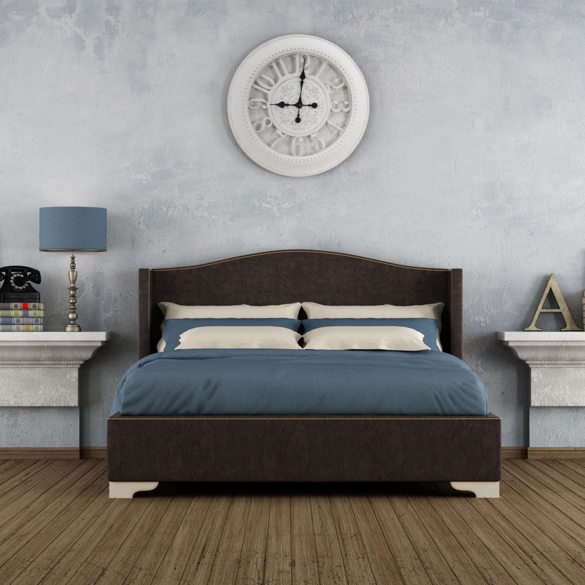 Ceas de perete, model baroc, dimensiuni 56 x 56 x 6 cm, alb/negru, Relaxdays - imagine 5
