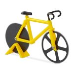 Feliator pizza, Relaxdays, forma bicicleta, galben, otel inoxidabil