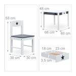 Set masa si 2 scaune pentru copii intre 2 si 10 ani, MDF lacuit mat, Relaxdays - imagine 4