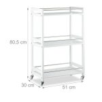 Carucior servire, Relaxdays, alb, cu 3 rafturi, bambus, 80.5 x 51 x 30 cm - imagine 4