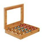 Cutie depozitare capsule cafea, pliculete ceai, 24 compartimente, din bambus, 5,50 x 30 x 25 cm