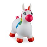 Jumper de cauciuc in forma de unicorn, copii +3 ani, dimensiuni 52 x 26 x 62 cm, alb/rosu, Relaxdays