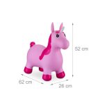 Jumper de cauciuc in forma de unicorn, copii +3 ani, dimensiuni 52 x 26 x 62 cm, roz, Relaxdays - imagine 4