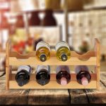 Suport sticle de vin, Relaxdays, natur, din bambus, pentru 8 sticle, 24 x 47 x 18 cm - imagine 2