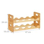 Suport sticle de vin, Relaxdays, natur, din bambus, pentru 8 sticle, 24 x 47 x 18 cm - imagine 4