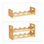 Suport sticle de vin, Relaxdays, natur, din bambus, pentru 8 sticle, 24 x 47 x 18 cm - imagine 6