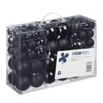 Set 100 globuri de Craciun, Relaxdays, diferite dimensiuni, poliester, negru