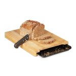 Tocator de bucatarie Relaxdays, din bambus, cu tava de colecatare, 3.5 x 38 x 26 cm