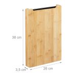 Tocator de bucatarie Relaxdays, din bambus, cu tava de colecatare, 3.5 x 38 x 26 cm - imagine 4