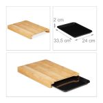 Tocator de bucatarie Relaxdays, din bambus, cu tava de colecatare, 3.5 x 38 x 26 cm - imagine 5