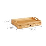 Tava servire, cu sertar, din bambus, 10 x 43 x 31 cm, Relaxdays - imagine 4