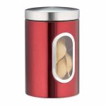 Cutie depozitare, cereale, ceai, cafea, sau paste, Relaxdays, rosu, 1.7 l, 17 x 11 cm