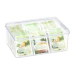 Cutie depozitare ceai, Relaxdays, din plastic, cu 6 compartimente, 9 x 21.5 x 14.5 cm