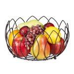 Cos pentru fructe Relaxdays, negru, din metal, 13 x 27 cm