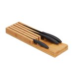 Suport pentru 5 cutite, Relaxdays, din bambus, 3.5 x 11 x 39 cm