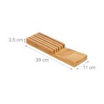 Suport pentru 5 cutite, Relaxdays, din bambus, 3.5 x 11 x 39 cm - imagine 4
