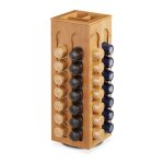 Suport rotativ capsule cafea, tip Cafissimo, 8 compartimente, din bambus, pana la 56 de capsule, 40.5 x 14 x 14 cm