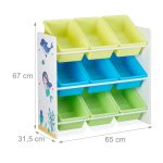 Dulap depozitare jucarii, RelaxDays, cu 9 cutii din plastic, multicolor, 67 x 65 x 31.5 cm - imagine 4