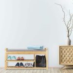 Banca cu 2 rafturi pentru pantofi, compartiment sub sezut, bambus, 50 x 100,5 x 33 cm - imagine 2