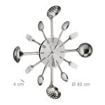 Ceas de perete, accesorizat cu tacamuri, argintiu, diametru 40 cm, Relaxdays - imagine 3