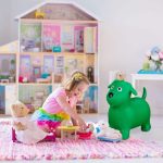 Jumper de cauciuc in forma de caine, copii +3 ani, dimensiuni 45 x 27 x 55 cm, verde, Relaxdays - imagine 2