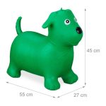 Jumper de cauciuc in forma de caine, copii +3 ani, dimensiuni 45 x 27 x 55 cm, verde, Relaxdays - imagine 3