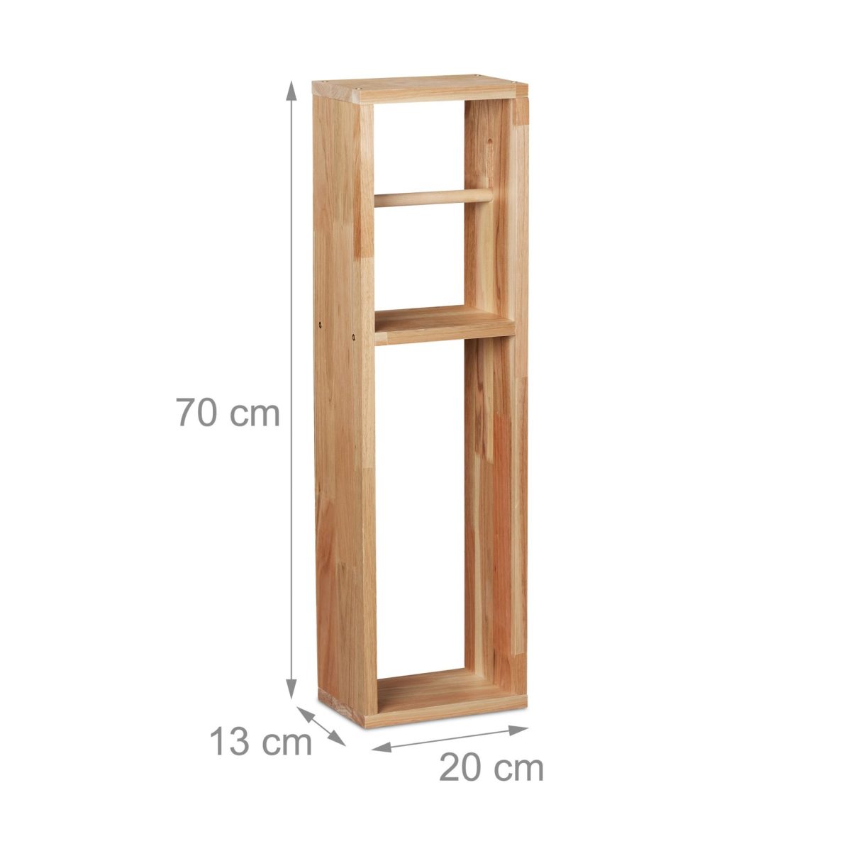 Suport hartie igienica din lemn, 70 x 20 x 13 cm, maro - imagine 4