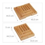 Suport pentru tacamuri, RelaxDays, din bambus, extensibil, natur, 5 x 49.5 x 44.5 cm - imagine 3