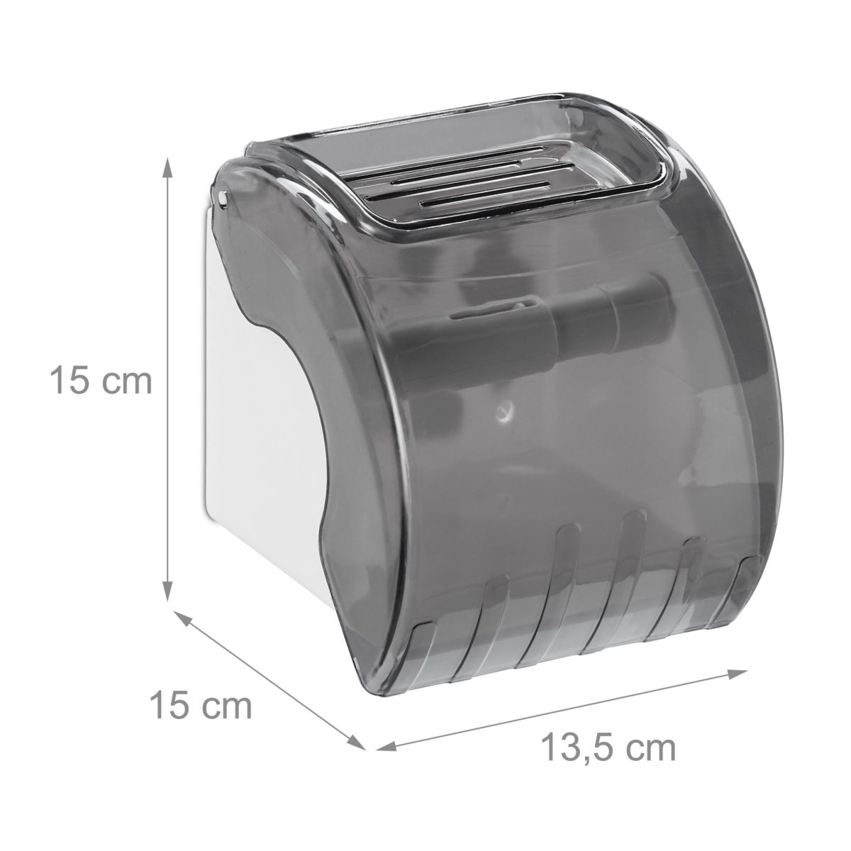 Suport hartie igienica cu raft depozitare telefon sau alte accesorii, 15 x 13,5 x 15 cm, alb/gri - imagine 5