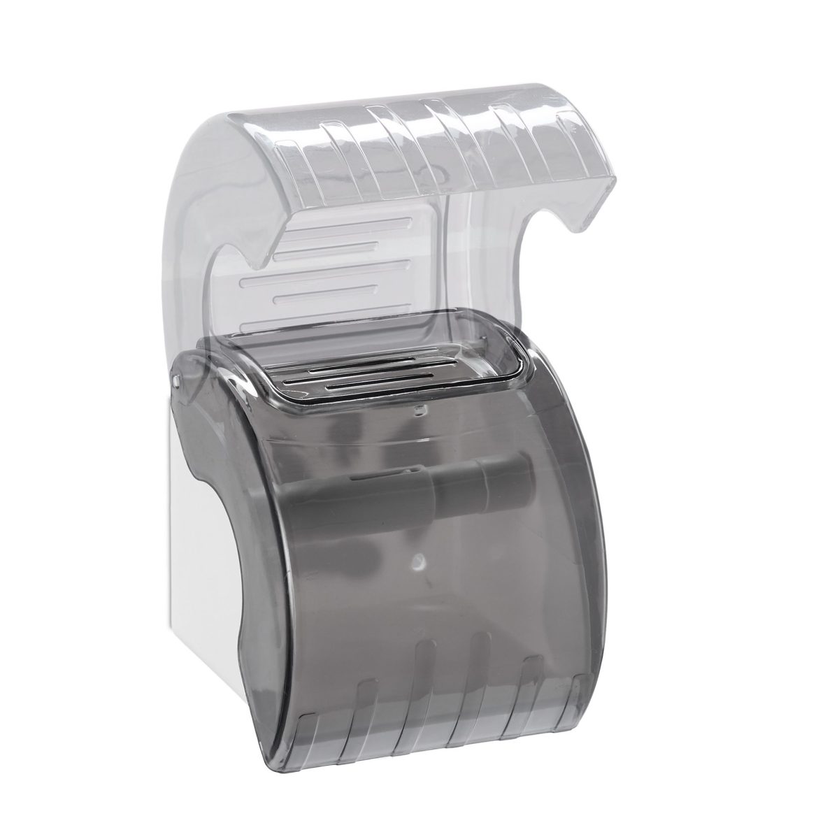 Suport hartie igienica cu raft depozitare telefon sau alte accesorii, 15 x 13,5 x 15 cm, alb/gri - imagine 7