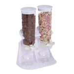 Dozator dublu pentru musli, cereale, nuci, fulgi de porumb si bomboane, 2 x 1,5 l, alb