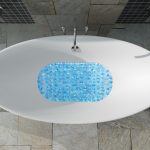 Covor cada cu ventuze, aspect piatra, anti-alunecare, albastru, 0,7 x 68 x 35,5 cm - imagine 2