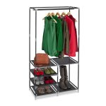 Suport haine cu 6 rafturi pentru pantofi/alte accesorii, Relaxdays, metal, negru, 160 x 84 x 43 cm