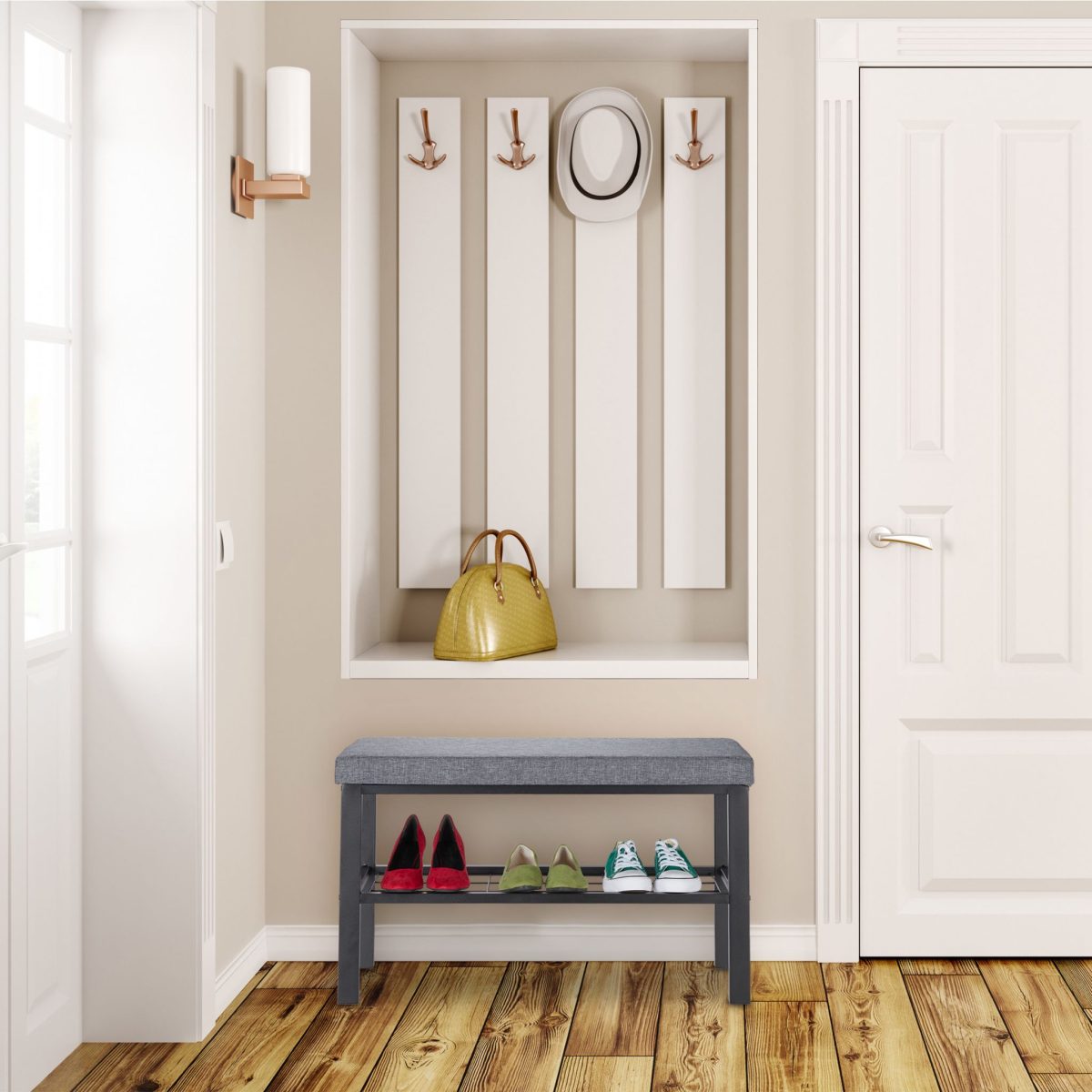 Banca cu raft pentru pantofi, Relaxdays, dimensiuni 50,5 x 81 x 32 cm, capacitate 3 perechi pantofi - imagine 2
