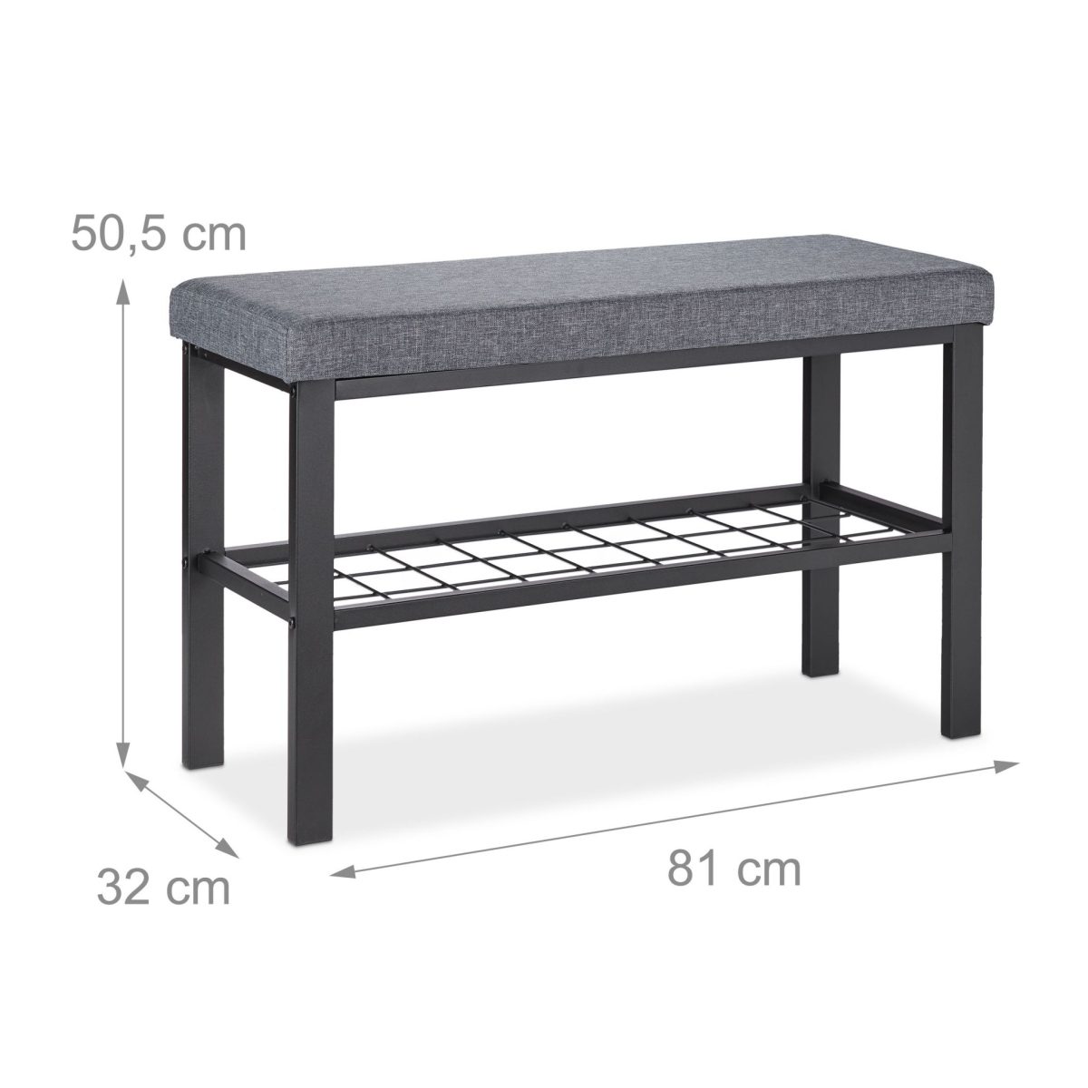 Banca cu raft pentru pantofi, Relaxdays, dimensiuni 50,5 x 81 x 32 cm, capacitate 3 perechi pantofi - imagine 6