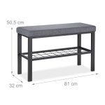 Banca cu raft pentru pantofi, Relaxdays, dimensiuni 50,5 x 81 x 32 cm, capacitate 3 perechi pantofi - imagine 6