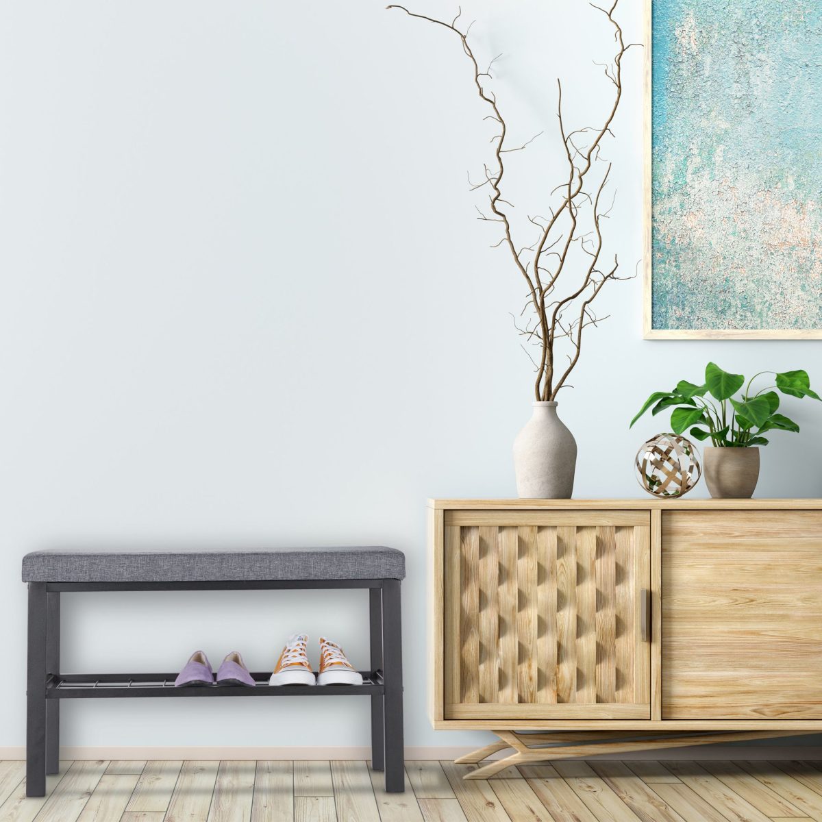 Banca cu raft pentru pantofi, Relaxdays, dimensiuni 50,5 x 81 x 32 cm, capacitate 3 perechi pantofi - imagine 7