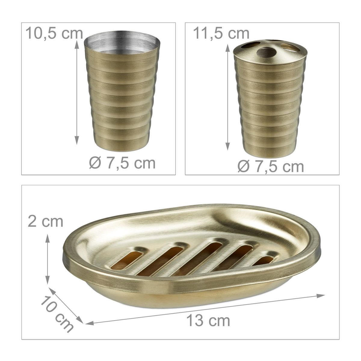 Set accesorii baie, RelaxDays, din otel inoxidabil, gold mat, 5 piese - imagine 5