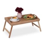 Tava servire din bambus, pliabila, dimensiuni 25 x 60 x 30 cm, Relaxdays