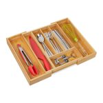 Suport pentru tacamuri, RelaxDays, din bambus, extensibil 7 compartimente, natur, 5 x 47 x 36 cm