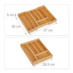 Suport pentru tacamuri, RelaxDays, din bambus, extensibil 7 compartimente, natur, 5 x 47 x 36 cm - imagine 4