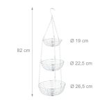 Cos suspendat pentru fructe, Relaxdays, din metal, argintiu, dimensiuni 82 x 26,5 cm - imagine 4