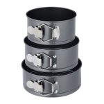 Set 3 tavi de copt, dimensiuni diferite, cu baza detasabila, otel inoxidabil, gri