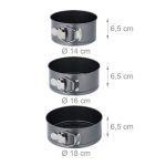 Set 3 tavi de copt, dimensiuni diferite, cu baza detasabila, otel inoxidabil, gri - imagine 4