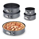 Set 5 tavi de copt, dimensiuni diferite, cu baza detasabila, otel inoxidabil, gri