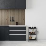 Carucior servire Relaxdays, cu 3 rafturi, negru, din metal si plastic, 77.5 x 45.5 x 29.5 cm - imagine 2