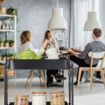 Carucior servire Relaxdays, cu 3 rafturi, negru, din metal si plastic, 77.5 x 45.5 x 29.5 cm - imagine 3