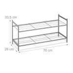 Suport cu 2 rafturi pentru pantofi, Relaxdays, dimensiuni 33,5 x 70 x 26 cm, capacitate 6 perechi pantofi, gri - imagine 5